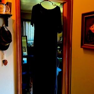 Long summer dress, short sleeve black